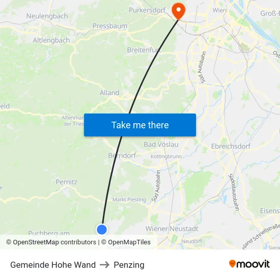 Gemeinde Hohe Wand to Penzing map