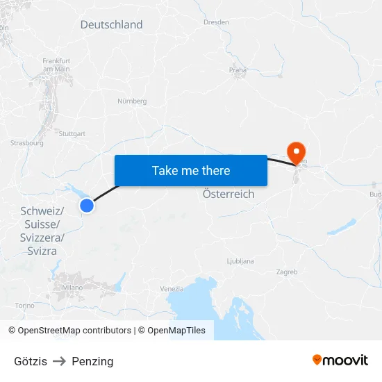 Götzis to Penzing map