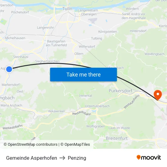 Gemeinde Asperhofen to Penzing map