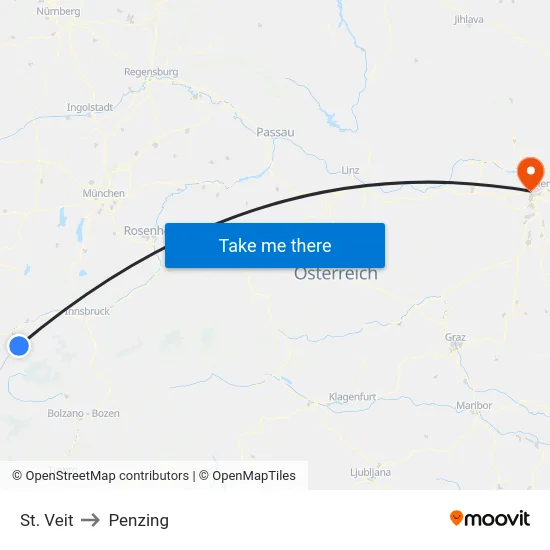 St. Veit to Penzing map