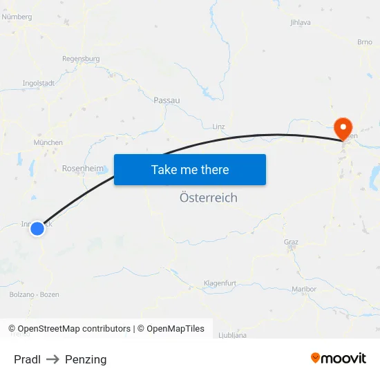 Pradl to Penzing map