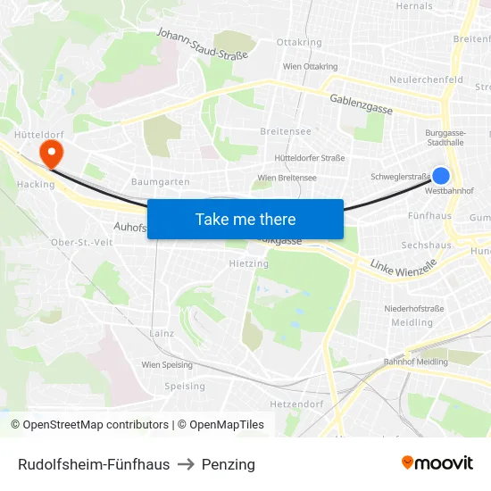 Rudolfsheim-Fünfhaus to Penzing map