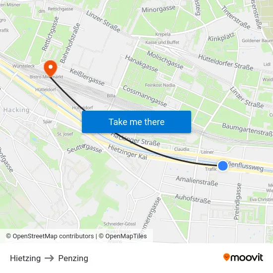 Hietzing to Penzing map