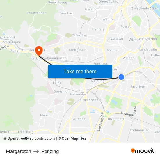 Margareten to Penzing map
