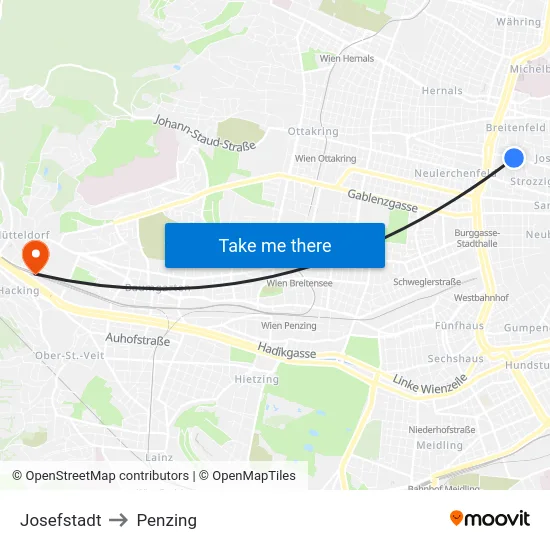 Josefstadt to Penzing map