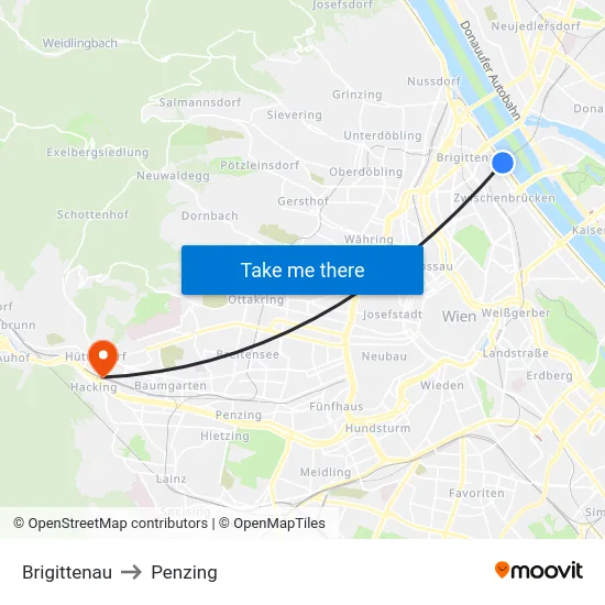 Brigittenau to Penzing map