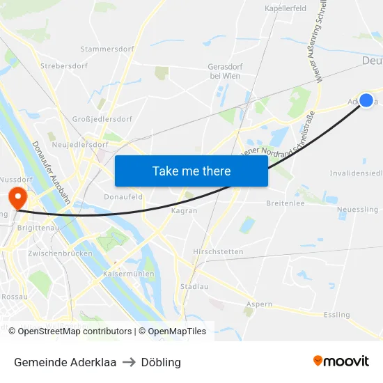 Gemeinde Aderklaa to Döbling map