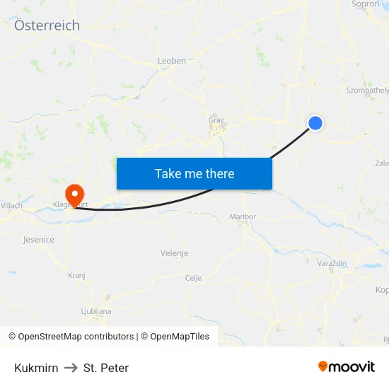 Kukmirn to St. Peter map