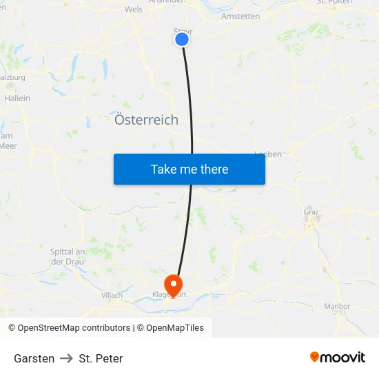 Garsten to St. Peter map