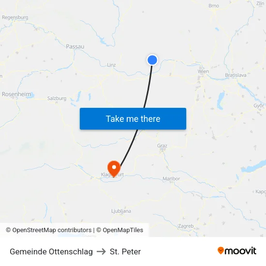 Gemeinde Ottenschlag to St. Peter map