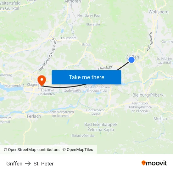 Griffen to St. Peter map