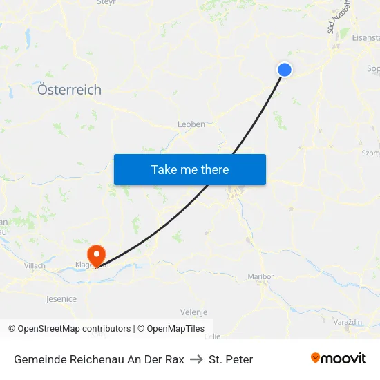 Gemeinde Reichenau An Der Rax to St. Peter map