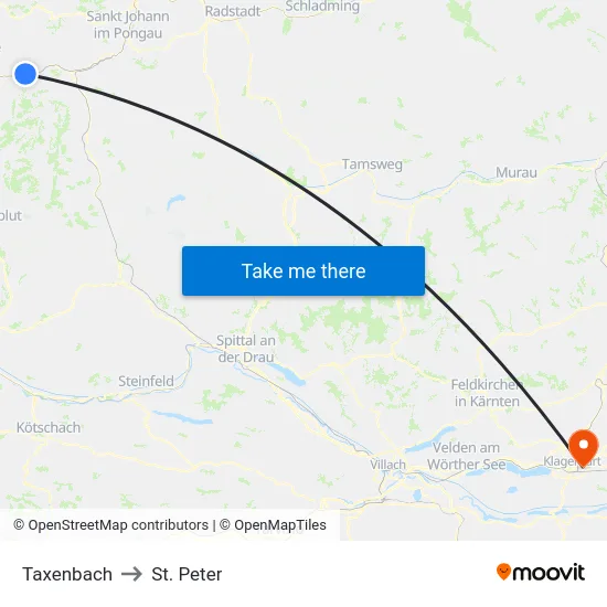 Taxenbach to St. Peter map