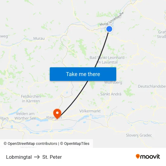 Lobmingtal to St. Peter map