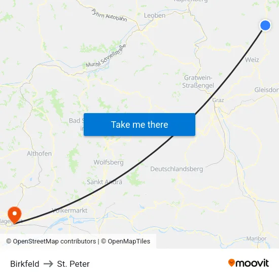 Birkfeld to St. Peter map