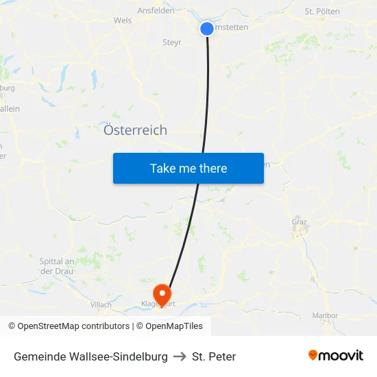Gemeinde Wallsee-Sindelburg to St. Peter map