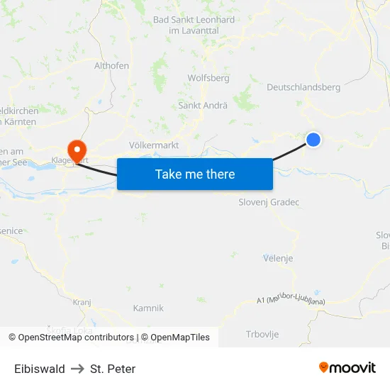 Eibiswald to St. Peter map
