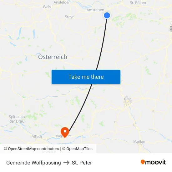 Gemeinde Wolfpassing to St. Peter map