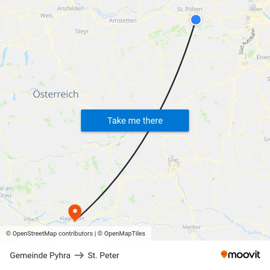 Gemeinde Pyhra to St. Peter map