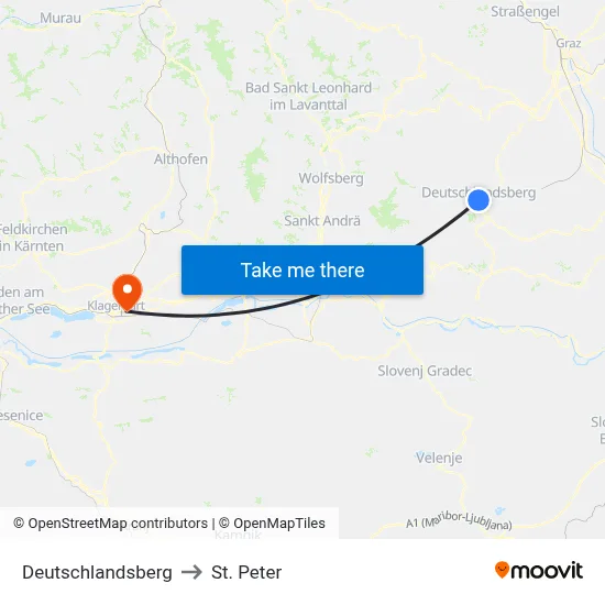 Deutschlandsberg to St. Peter map