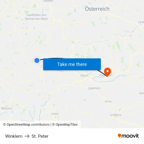 Winklern to St. Peter map