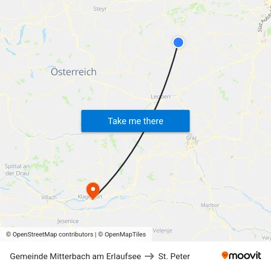 Gemeinde Mitterbach am Erlaufsee to St. Peter map