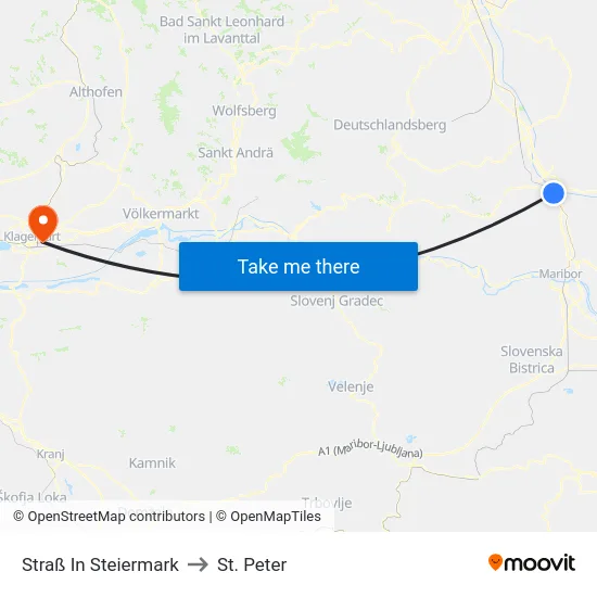 Straß In Steiermark to St. Peter map