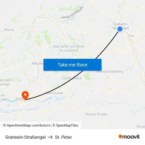 Gratwein-Straßengel to St. Peter map