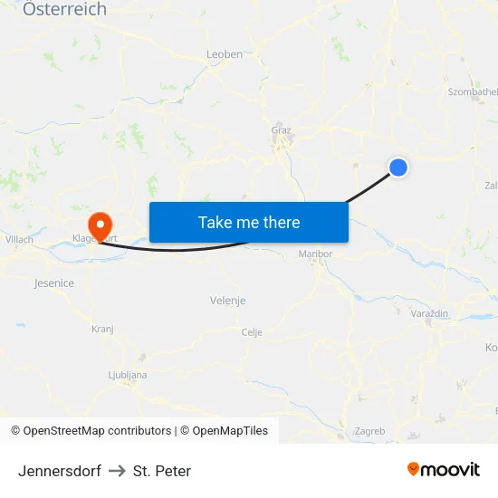 Jennersdorf to St. Peter map