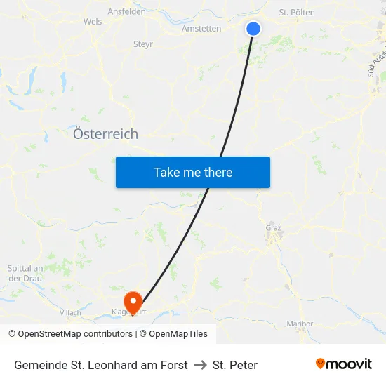 Gemeinde St. Leonhard am Forst to St. Peter map