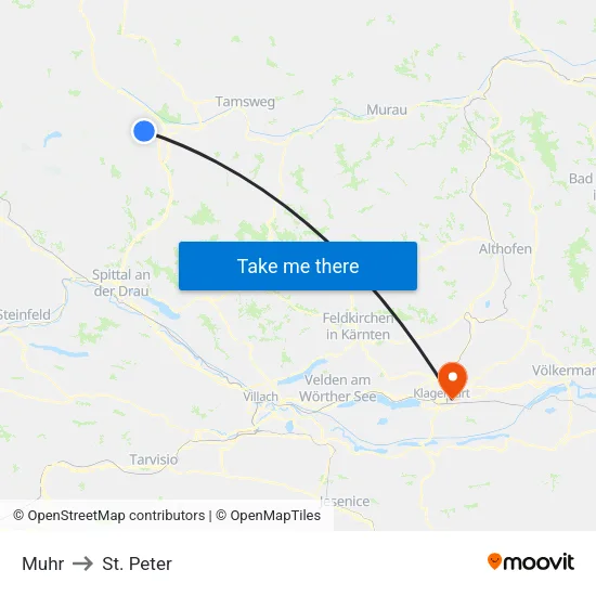 Muhr to St. Peter map