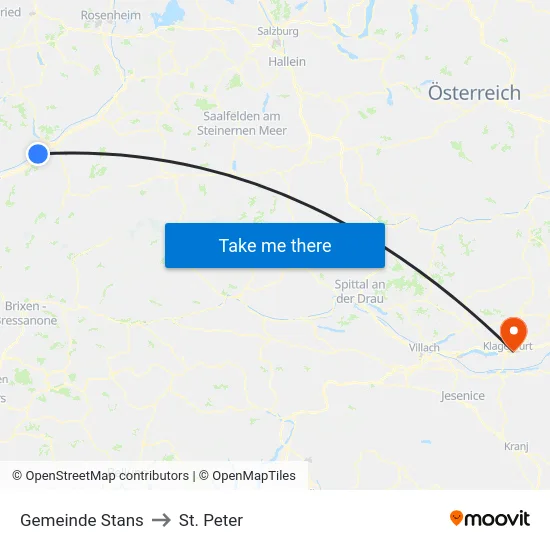 Gemeinde Stans to St. Peter map