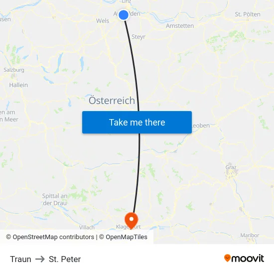 Traun to St. Peter map