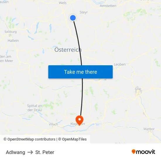 Adlwang to St. Peter map