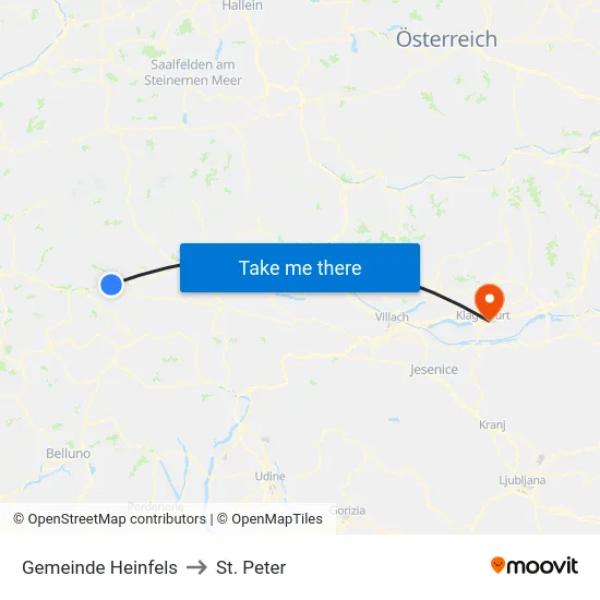 Gemeinde Heinfels to St. Peter map