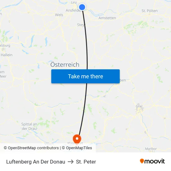 Luftenberg An Der Donau to St. Peter map