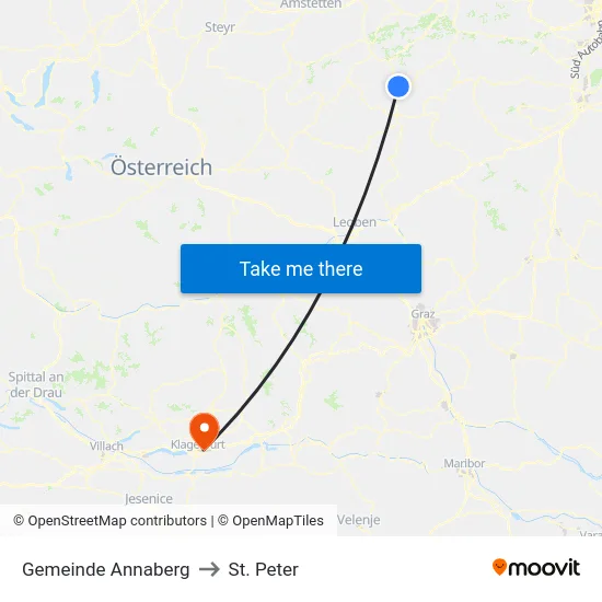 Gemeinde Annaberg to St. Peter map