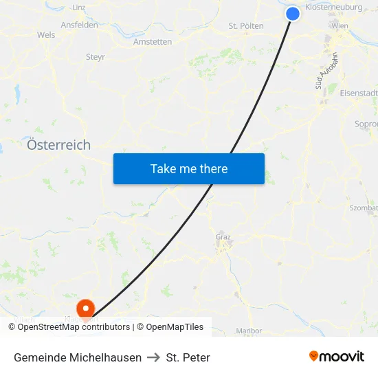 Gemeinde Michelhausen to St. Peter map