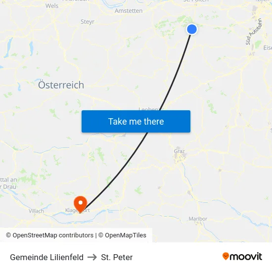 Gemeinde Lilienfeld to St. Peter map