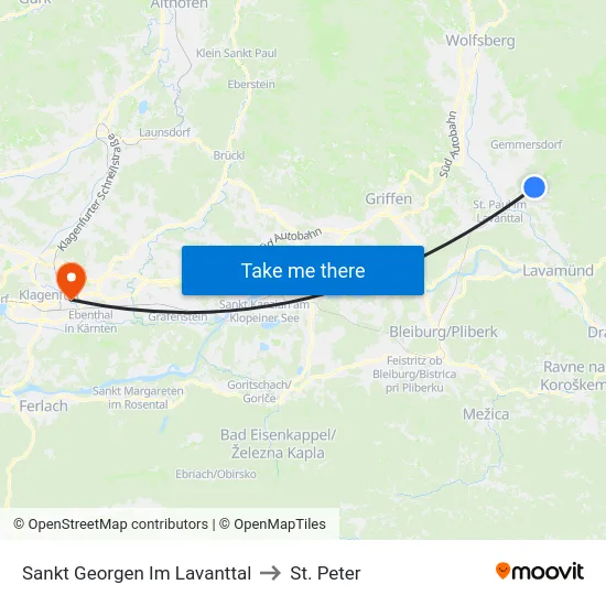 Sankt Georgen Im Lavanttal to St. Peter map