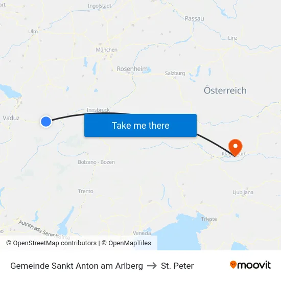 Gemeinde Sankt Anton am Arlberg to St. Peter map