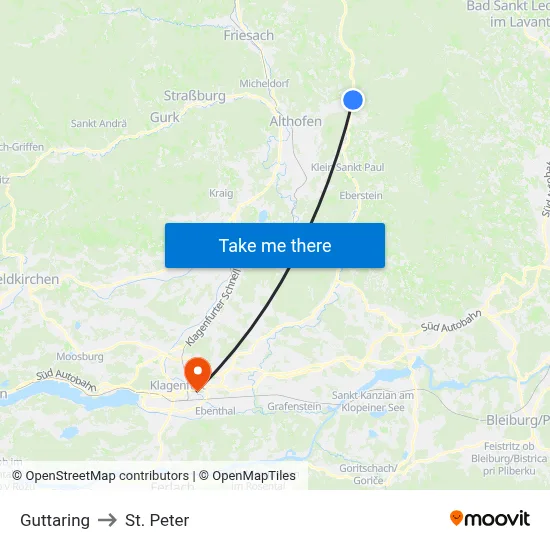 Guttaring to St. Peter map