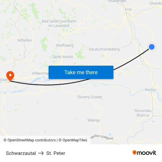 Schwarzautal to St. Peter map