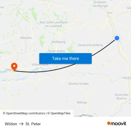 Wildon to St. Peter map