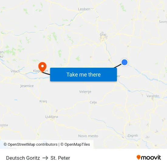 Deutsch Goritz to St. Peter map