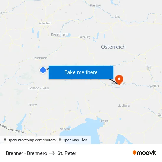 Brenner - Brennero to St. Peter map
