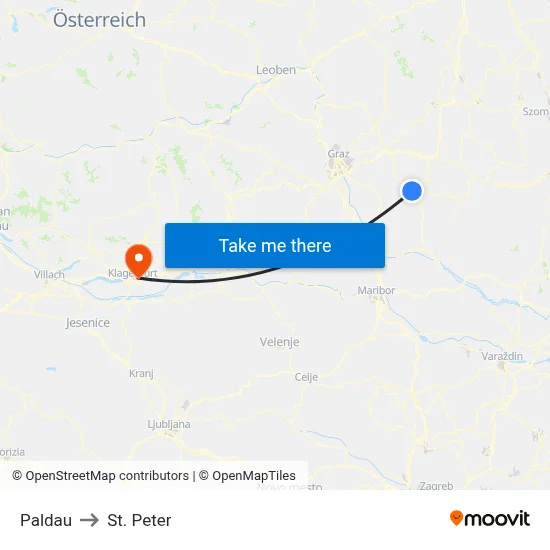 Paldau to St. Peter map