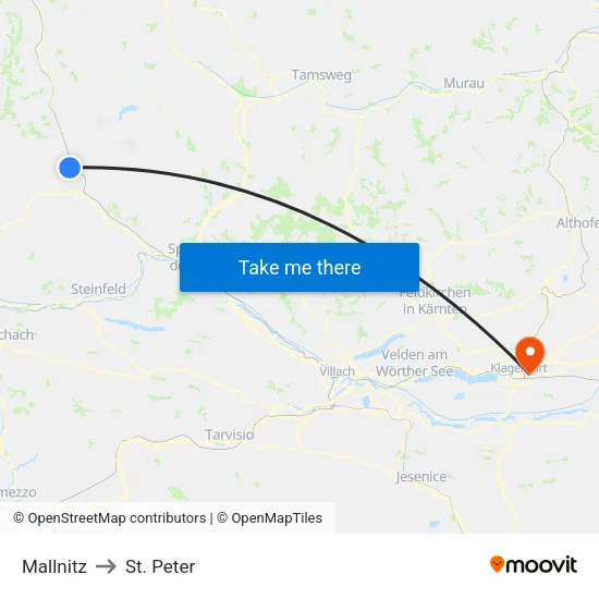 Mallnitz to St. Peter map