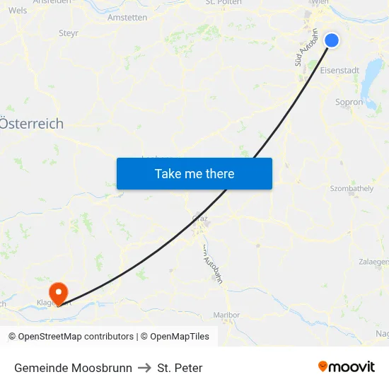 Gemeinde Moosbrunn to St. Peter map