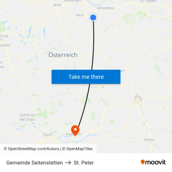 Gemeinde Seitenstetten to St. Peter map